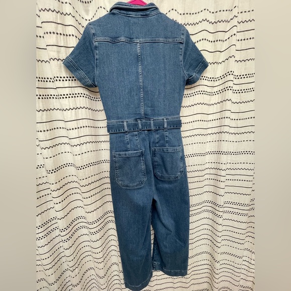 Anthropologie Maeve Colette Size 4 Denim Blue Short-Sleeve Utility Jumpsuit - Picture 3 of 5